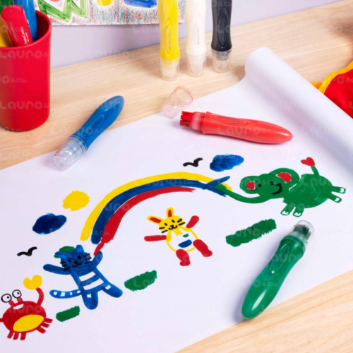 image Chisguetes de témpera lavable con pincel estuche x6