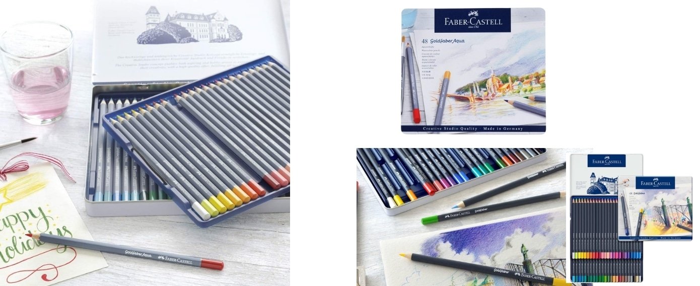 Caja metálica colores lápices de color. faber castell goldfaber 